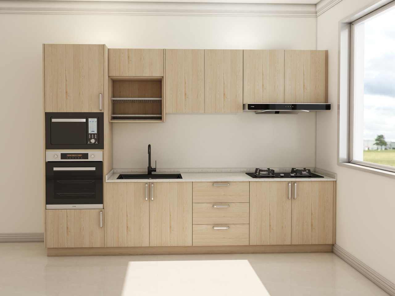 Blockboard Body APC Door Quartz Stone Table Top Kitchen